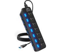 Strex Hub USB 3.0 - Splitter USB - 7 Porte - 5Gbps - Indicatore LED - Interruttore On/Off - Cavo 100CM