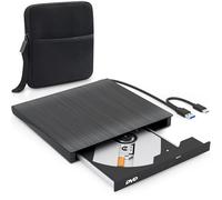 Strex Lettore DVD esterno e masterizzatore - Con custodia - CD/DVD - Plug & Play - Lettore DVD USB 3.0 - Compatibile con Windows, Mac e Linux - Drive ottico