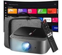 Strex Proiettore Smart 1080P Full HD - Supporto 4K - WiFi e Bluetooth - Altoparlanti integrati - Mini proiettore portatile Home Cinema - WhaleOS - Custodia e schermo di proiezione inclusi