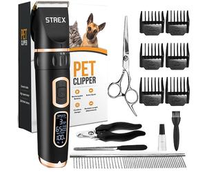 Strex Tagliacapelli per cani e animali Extra Silenzioso - Senza fili - 5 modalità - Tagliabordi per cani per tutti i peli - Anche per gatti