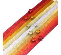 Streysisl Strisce di carta glitterate a forma di stella, 520 fogli di carta Lucky Star, colori sfumati, carta pieghevole creativa per arte, scuola, materiale didattico
