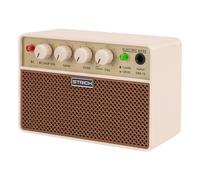 STRICH 2 x 5 W Amp per Basso Elettrico, Amplificatore Portatile Wireless Doppio Canale, Interruttore Clean Drive, Ricaricabile Uscita per Auricolari 1/8 per Principianti, per la Pratica, Marrone