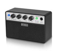 STRICH 2 x 5 W Amp per Chitarra Elettrica, Amplificatore Portatile Wireless Doppio Canale, Interruttore Clean Drive, Chitarra Ricaricabile Uscita Auricolari 1/8 per Principianti, per la Pratica, Nero