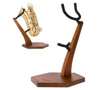 STRICH Espositore per sassofono contralto, tenore, fatto a mano, in legno massello, colore noce, base pesante (FH-4, Sax)