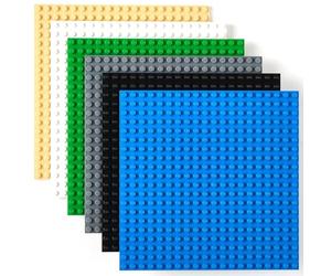 Strictly Briks - Classiche basi per Costruzioni - 100% compatibili con Tutte Le Principali Marche - per Costruire Torri, tavoli ECC - Nero, Blu, Grigio, Verde, Sabbia, Bianco - 15 x 15 cm