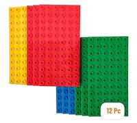 Strictly Briks Set da 12 basi per costruzioni - compatibili con tutte le principali marche - solo per mattoncini pioli grandi - 19 x 9,5 cm - giallo