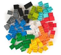 Strictly Briks - set da 84 mattoncini per costruzioni grandi #1 - compatibili con tutte le principali marche - 10 colori arcobaleno