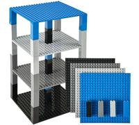 Strictly Briks Set per costruzione torre - include 4 basi da 15,2 x 15,2 cm e pilastri 2x2 - compatibili con tutte le principali marche - blu, grigio, nero