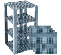Strictly Briks Set per costruzione torre - include 4 basi da 15,2 x 15,2 cm e pilastri 2x2 - compatibili con tutte le principali marche - grigio scuro