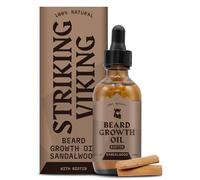 Striking Viking Beard Growth Oil with Biotin - Thickening and Conditioning Beard Oil Growth - Naturally Derived Beard Serum for Facial Hair Growth for Men Sandalwood, 2 Fl Oz (Pack of 1)