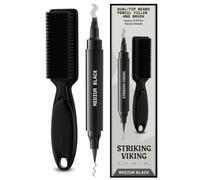 Striking Viking Beard Pencil Filler, nero medio - Set di matite da barba impermeabile, realistica e durevole con 1 penna stilografica e pennello, migliora i peli del viso