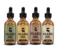 Striking Viking Olio per barba, 4 confezioni di olio per barba plastificante e nutriente, per uomini, legno di agrumi, vaniglia, sandalo e legno di cedro, arricchito con olio di argan e jojoba, olio