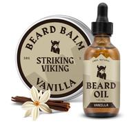Striking Viking Set Olio E Balsamo Barba - Vaniglia | Trattamento Leave-In A Doppio Uso - Disciplina, Ammorbidisce E Idrata Anche I Baffi - 30 ml Ciascuno
