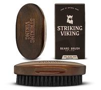 Striking Vikings Spazzola da barba in setola di cinghiale per uomo - Spazzola da barba dal design ergonomico da 4,2" in legno di spiaggia di origine naturale