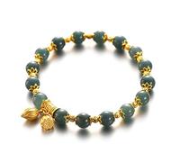 String a Mano di Giada Flowers 925 Silver Two World Happy Good Luck Bracciale