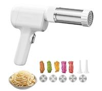 String Hopper Maker Electric, Cordless Electric Pasta Maker with 5 Interchangeable Molds, 5-in-1 Cordless Homemade Noodle Machine for Making Spaghetti Linguine (White)