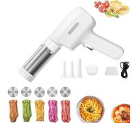 String Hopper Maker Electric, Household Noodle Machine Cord Less Pasta Machines, 5-in-1 Cordless Pasta Machine, with 5 Interchangeable Molds, for Making Noodles (White)