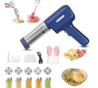 String Hopper Maker Electric, Idiyappam Maker Electric, Handheld Electric Pasta Maker, 5-in-1 Cordless Pasta Maker, With 5 Noodle Molds for Making Spaghetti Linguine (Blue)