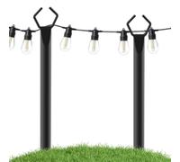 String Light Poles, 2x Garden Lights, Metal Yard Poles 118.11x0.98in, Heavy Duty Outdoor Design, Lawn & Garden Decor, Authentic Construction for Outside Lighting Solution