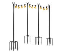 String Light Poles, Strings Support Rod, 0.35 Inches Heavy Duty Outdoor Lights Poles for Lawn, Deck, Garden, Terrace, Driveway, Porch, Balcony, Backyard Fence, Easy to Install