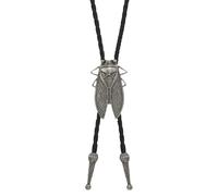 String Ties For Men, Cicada Design Cowboy Neck Tie, Retro Faux Leather Collar String For Costume, Cosplay Accessories, Bartender, Stage Performance, Travel, Workplace, Argento, Consulte la descripción