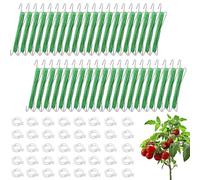String Tomato Hooks, Garden Support Hook, 8.86x1.97 Inches Stem Fixing Holder with 40 Clips & Climbing Accessory, Outdoor Growing Use for Cucumber Pepper Eggplant Flower Watermelon