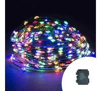 Stringa 15 metri da 150 MicroLed Multicolore con cavo verde a batteria da esterno Wisdom