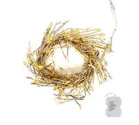 CATENA LUMINOSA NATALE 200 LED SU 2 MT CAVO RAME EFFETTO FOGLIA IP44 A BATTERIA