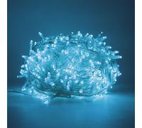 Stringa catena 15 mt serie 300 led acquamarina cavo trasparente per uso esterno