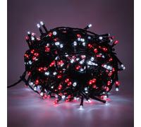 Stringa catena serie luci di Natale a Led Bianco Ghiaccio e Rosso per esterno