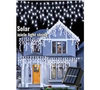 Stringa di luci a ghiacciolo LED solari - 96/160 LED, 8 modalità di illuminazione, luci fatate impermeabili IP65, stringa di luci a tenda solari per esterni, adatte per giardini, cortili, feste, grond