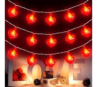 Stringa di luci a LED a forma di cuore, Stringa di luci a forma di cuore con coriandoli di cuore di carta, Stringa di luci rosse lunga 3 m, per la decorazione di San Valentino, Decorazione per matrimo