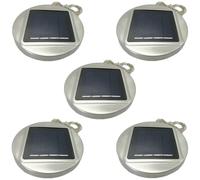 Stringa di luci, decorazione da giardino per esterni, luci a sospensione impermeabili, 5 pezzi, luci solari per coperchio barattolo, 30 luci a LED, in acciaio inox, ad energia solare, per patio
