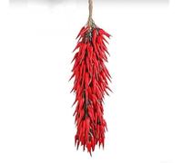 Stringa di peperoncino rosso in plastica per sospensioni decorative in luoghi di ospitalità e vendita al dettaglio e narrazione visiva culinaria (5 pezzi)