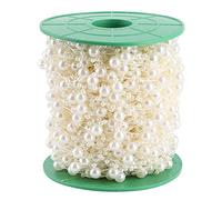 Stringa di perle finte, accessori per perle artificiali, materiale artigianale fai-da-te per la decorazione di bouquet nuziali, perle finte ABS di alta qualità con superficie (Beige)