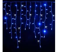 STRINGA LUCI A CASCATA DI NATALE A LED BLU CON FLASH GIACCIO PER ESTERNO 3METRI
