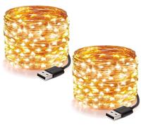 Stringa Luci con USB 2 Pezzi 10M 100LED Catene Luminose Lucine Fata filo di rame
