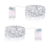 Stringa Luci Led, 2M 20 luci led a Batteria Catene luminose Ghirlanda Luminosa Rame filo Lucine Fata Luci Esterni Interni Decorative per Natale Matrimonio Festa letto Camera (2 Pezzi, Bianco Freddo)