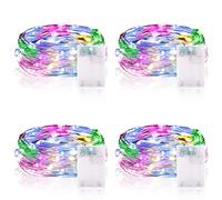 Stringa Luci Led, 2M 20 luci led a Batteria Catene luminose Ghirlanda Luminosa Rame filo Lucine Fata Luci Esterni Interni Decorative per Natale Matrimonio Festa letto Camera (4 Pezzi, Colorato)