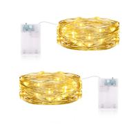 Stringa Luci Led a Batteria, 2M 20LED Lucine Led Decorative a Batteria con Timer Rame Filo Fata Impermeabili per Camera Natale Interni e Esterni, Casa, Feste, Matrimonio