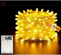 Stringa Luci Led a Batteria, 5M 50LEDs Catena Luminosa, Impermeabile Catena Luminosa LED Decorative con Timer 6 ore per Esterno/Interno, Camera da Letto, Natale Balcone Giardino, Bianco Caldo