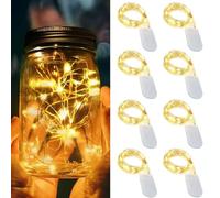 Stringa Luci LED a Batteria, 8pcs 1M 10 LED Lampada a Fili di Rame Impermeabile Micro Catena Luminos per Interni e Esterni, Natalizi, Feste, Matrimonio, Casa, Giardino Decorazione (8pcs Bianco caldo)