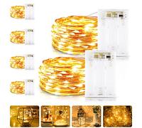 Stringa Luci Led Batteria, 6 Pezzi 3M 30 LED Catena Luminosa Led Con Timer, Luci Led Filo Rame, Micro Led Natale per Stanza, Festa, Giardino, Natale, Halloween, Matrimonio, Decorazione (Bianco Caldo)