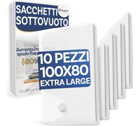 Stringari 10 Sacchi XL 100x80 cm - Sacchetti Sottovuoto Vestiti con Spessore 90 Micron - Buste di Qualità Superiore per Piumoni - Sacchi Salvaspazio per Armadi e Cambio Stagione