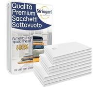Stringari 9 Sacchi: 3 L 80x60-3 M 70x50-3 S 60x40 - Sacchetti Sottovuoto Vestiti - Buste di Qualità Superiore per Piumoni
