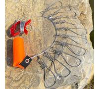 Stringer da pesca resistente con filo in acciaio inossidabile, galleggiante e picchetto, opzioni di lunghezza 5 m o 10 m, supporta un pesce sicuro che tiene fino a 10 pesci (5 metri 10 bottoni)