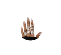 Stringex 10 anelli vintage Vergine Maria per le donne croce rosario anelli impilabili oro Chunky Knuckle Ring Set retrò gioielli accessori regali, Metallo, Non pietra preziosa