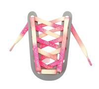 Stringhe fluorescenti fosforescenti con motivo a fiori di anacardi - Stringhe piatti larghi sfumati for scarpe da ginnastica e stivali(Pink,100cm)