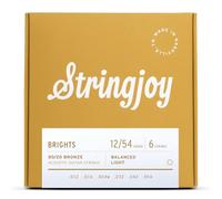 Stringjoy BB1254 Brights 80/20 Bronze Light Acoustic Guitar Strings, 12-54 Light Gauge, Guitar Strings Acoustic 6 String Set, Long-Lasting Tone, Smooth Playability, Premium Guitar Accessories