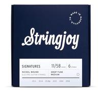 Stringjoy Signatures 11-58 Drop Tune Medium corde per chitarra - Corde per chitarra elettrica rivestite in nichel - Tensione bilanciata per accordatura Drop C, set da 6 corde elettriche, confezione da